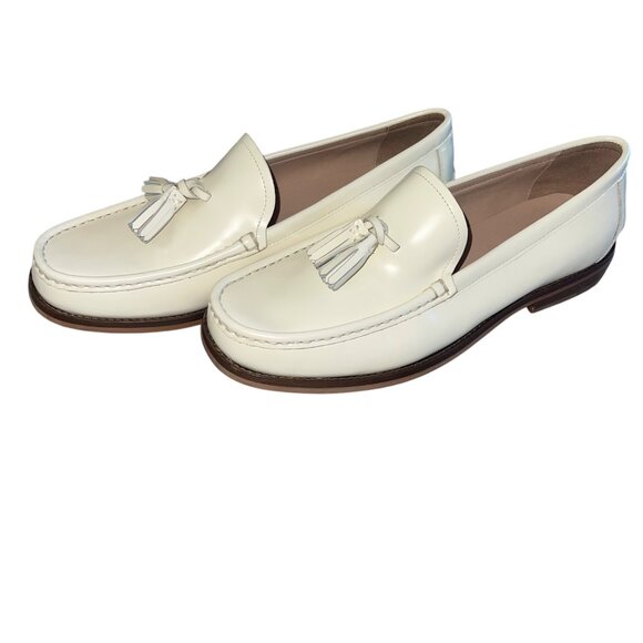 Cole Haan Womens Lana Lux Tassel Square Toe Flat Loafers Size 7.5 B Ivory Casual - Picture 2 of 10